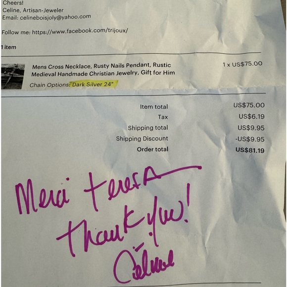 NEW! Men's hand forged Cross Necklace 24" - Picture 5 of 6